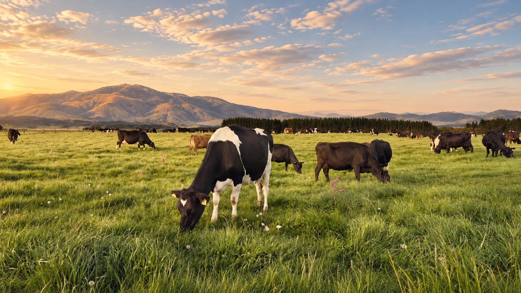 Cows grazing in a mountain dairy production region